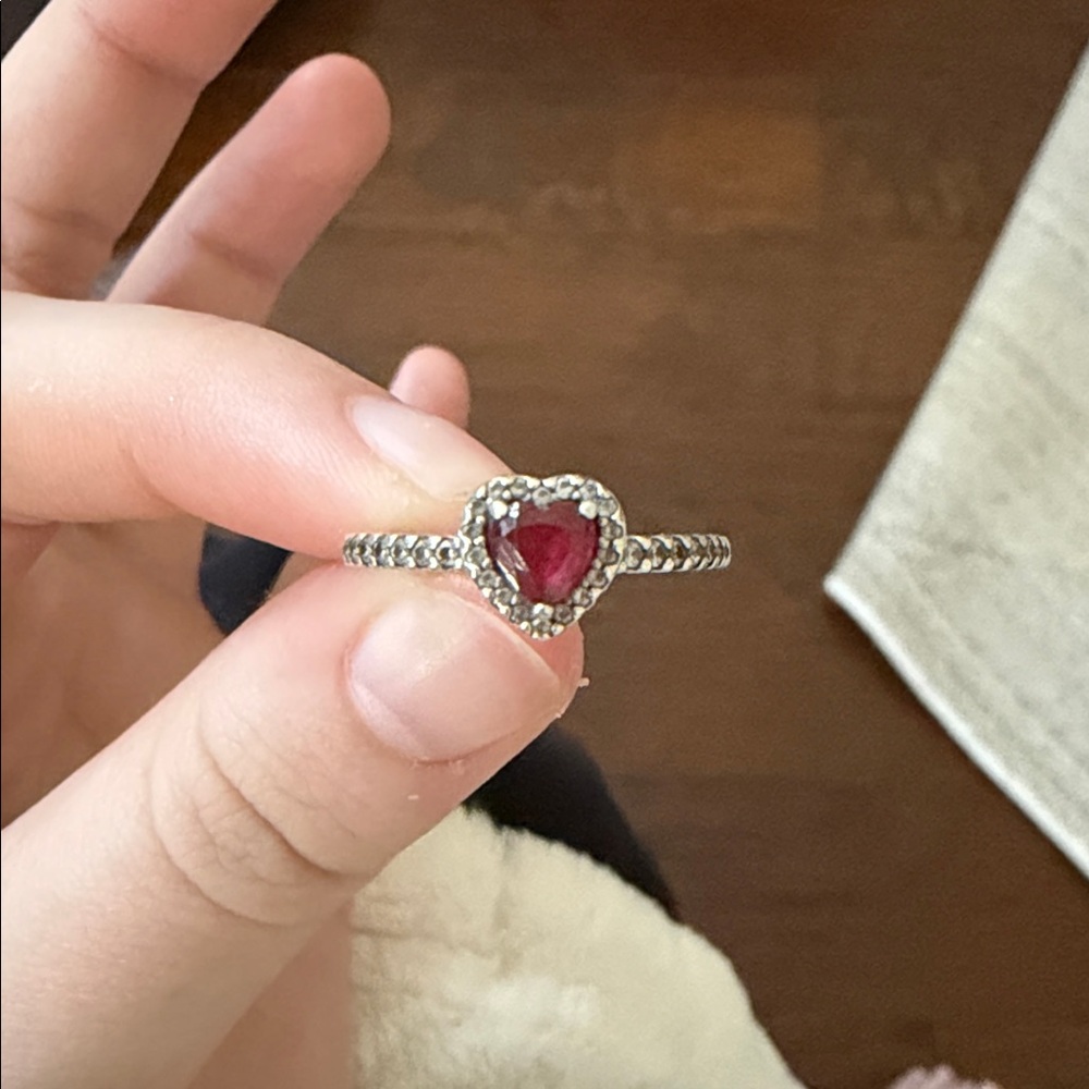 Pandora Elevated Red Heart Ring